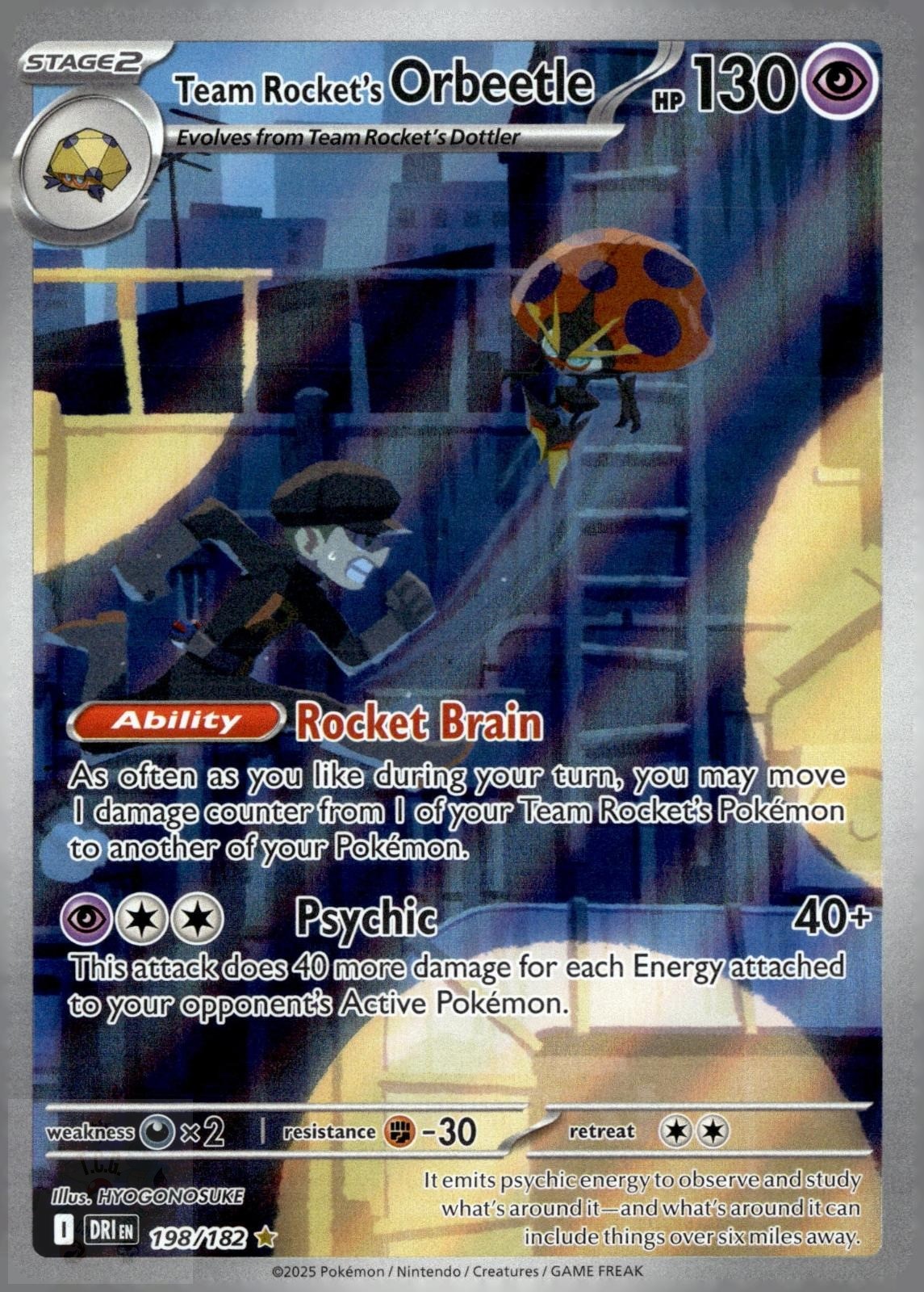 Team Rocket's Orbeetle 198/182 Destined Rivals Pokemon Holo NM/M