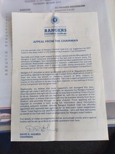 Rangers Fixture List 1987/88 & Chairman Letter David Holmes