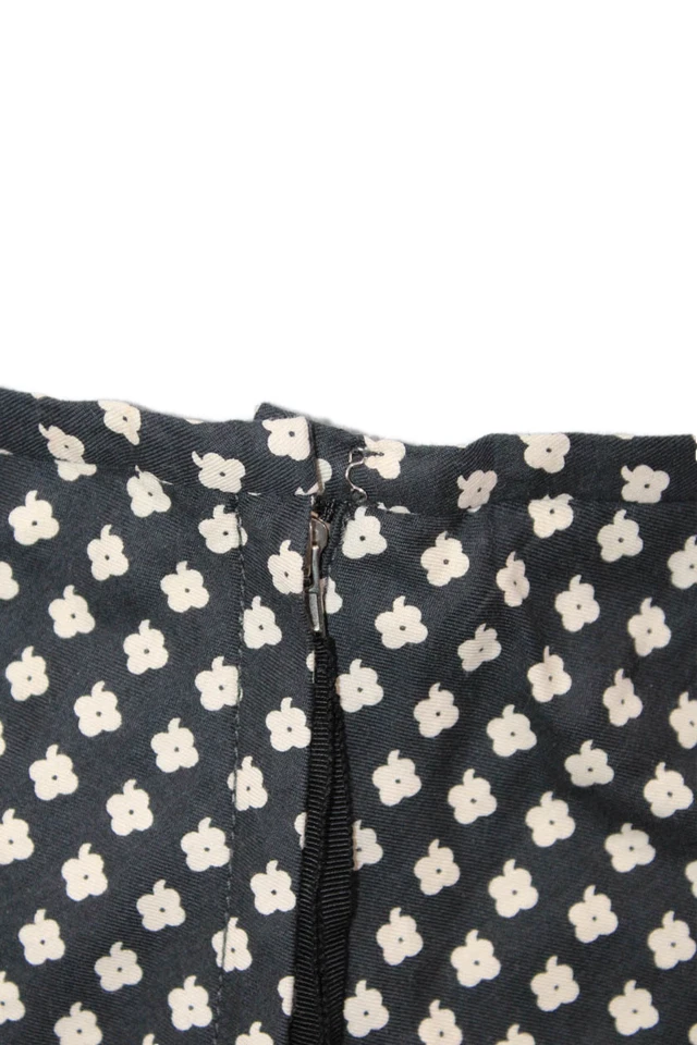 Marc Jacobs Womens Cotton Floral Zip Up Knee Length Circle Skirt Black Size 6 - Image 4 of 4
