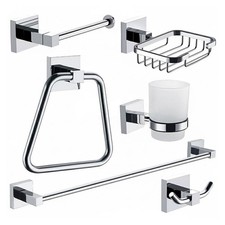 EcoSpa 6 Piece Modern Bathroom Accessory Set – Chrome Finish, Stylish & Durable