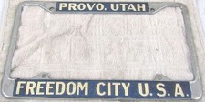 Vintage Dealer License Plate Frame Freedom City Provo Utah 2 Avail.
