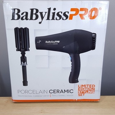 BABYLISS PRO Porcelain Ceramic Carrera Hair Dryer & Triple Barrel Waver Set