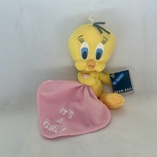 Vintage 1998 Warner Bros Store Tweety Bird Baby Lovey Bean Bag Plush  With Tags
