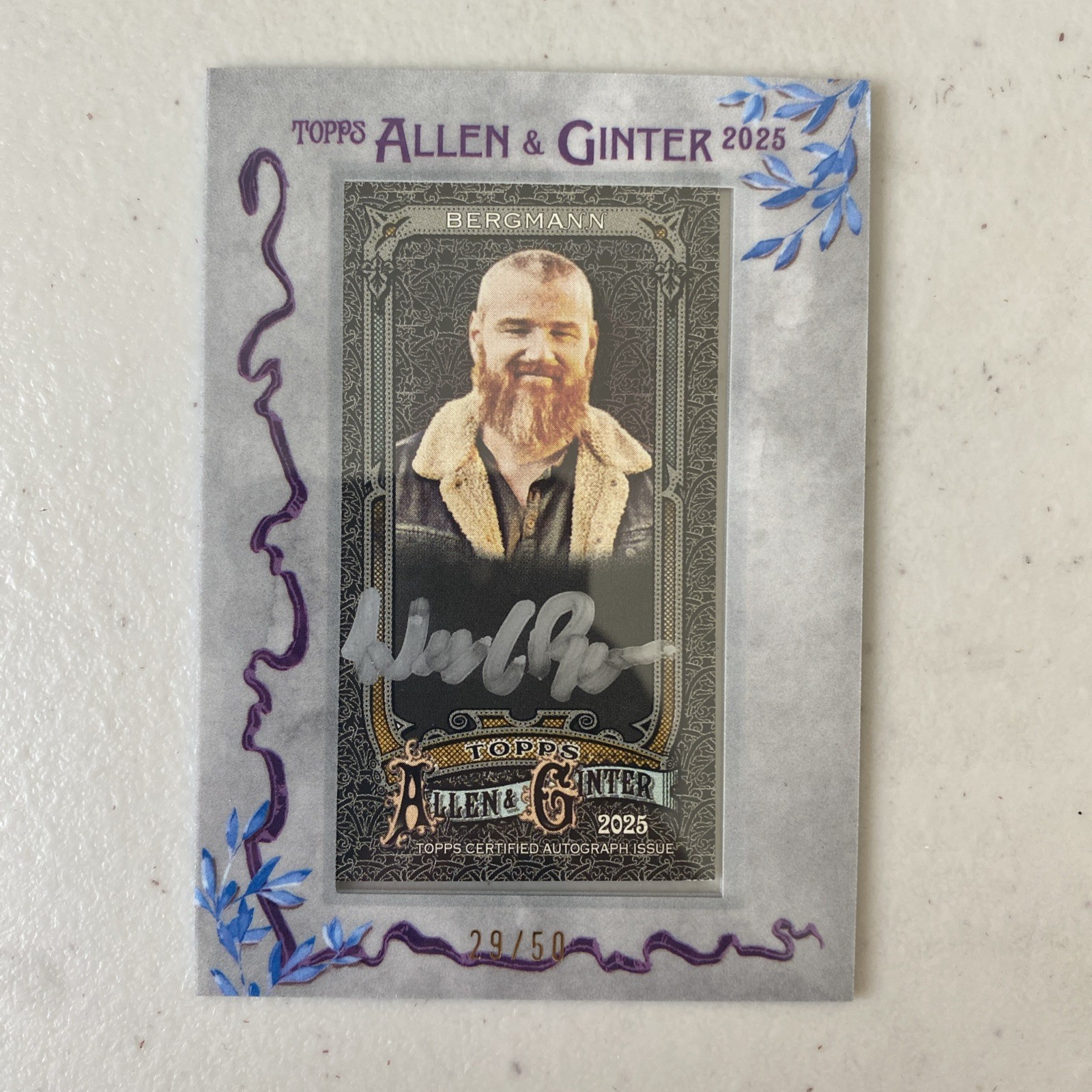 Wes Bergmann 2025 Topps Allen & Ginter X Framed Mini Auto Silver Ink 29/50
