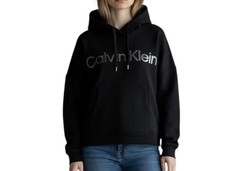 Calvin Klein Performance Womens Metallic Logo Hooded Sweatshirt Black XS NEW