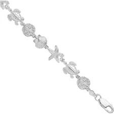 925 Sterling Silver Sea Life Charm Bracelet