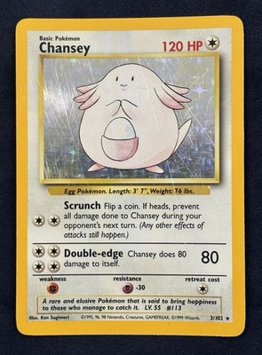 Chansey 003/102 Base Set Holo Pokemon Single