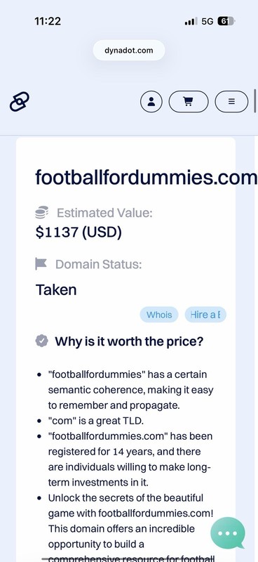 Premium Domain Name FootballForDummies.com | Great Sports Brand | .COM
