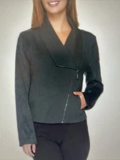 H BY HALSTON FRENCH TERRY  ZIP FRONT MOTO JACKET  Sz 4 NEW  $ 79