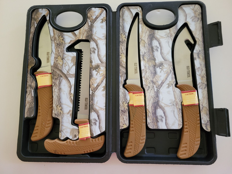 Schrade Old Timer Hunting Kit w/ Storage Case Brown ABS (4 Piece) 1085934