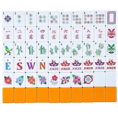 160 Pcs American Mahjong Set 1.2 Inch 160 Mahjong Tiles Set with Orange Back Mel