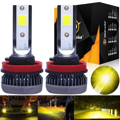 Mini H11 H8 H9 LED Headlight Bulbs 3000K Golden Yellow High Low Beam Fog Light