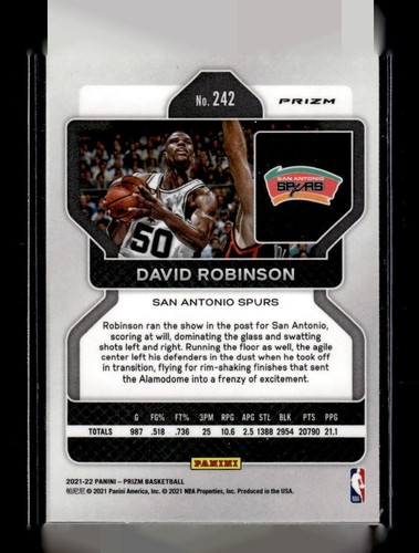 David Robinson 2021-22 Panini Prizm Blue Logofractor 75th Anniversary Spurs - Picture 2 of 2