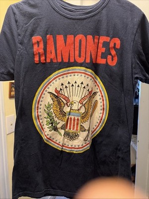 Ramones Graphic Band T-Shirt Navy Blue Cotton Woman s Size M