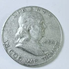 1954 D Ben Franklin SilverHalf Dollar 90% Silver Circulated Coin Free Ship #8880