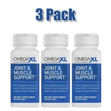 3 Pack Omega XL 120 Capsules-Green Lipped Mussel Omega-3 Joint Relief Supplement