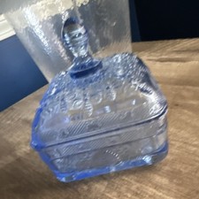 Vintage Blue Indiana Glass Tiara Honey Bee Box