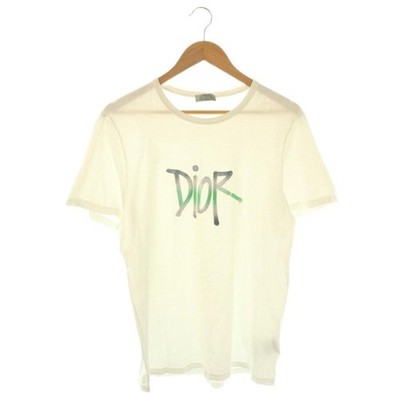 Dior x Shawn Stussy Logo Embroidered Cotton T-Shirt L White Men