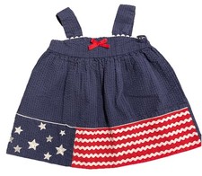 Baby Girl 4th of July Rare, Too Dress 18m Patriotic USA Flag Red White And Blue