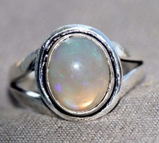 925 Silver Plated Fiery Natural Ethiopian Opal Ring US 6 Affordable Gifts GW