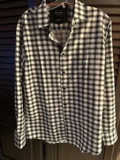 Silver Stone Collection men's modern fit L/S button-down shirt blk/wht plaid L