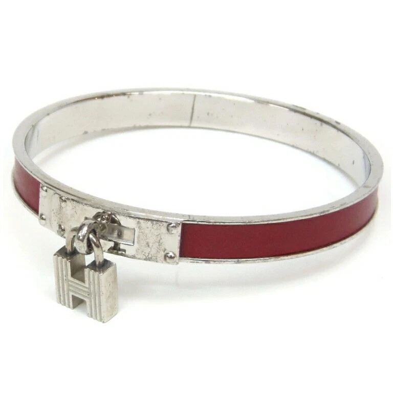HERMÈS Y0710 Bracciale Hermes Kelly Argento Rosso Bracciale Usato