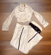 WW2 White Flared Bell Bottom Pants 30x32 1940-50s True High Waist Grunge Top Hat