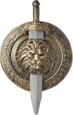 Gladiator Shield and Sword Set Roman Warrior Costume Weapon Halloween Prop Toy