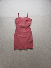 Forever 21 Women Mini Dress S Mauve Pink Striped Zip Slit Straps Stretch Party