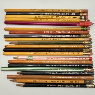 21 Vtg Pencils: Empire Dixon Eagle Plast oCap Lovely Faber Tinsel Moon Blaisdell