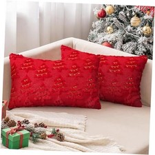 Red Christmas Tree Pillow Covers12x20 inches 2 20" x 12" Pack of 2 Red a