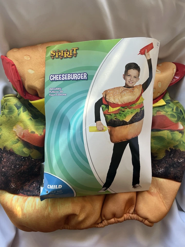 Fantasia infantil Halloween unissex cheeseburger tamanho único engraçado até o tamanho 14 - Imagem 2 de 4