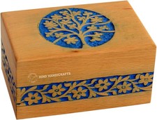 HIND HANDICRAFTS Wooden Box Funeral Cremation Urn for Human Ashes Adult Large -