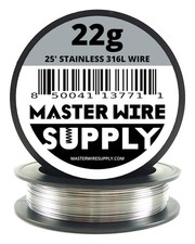Stainless Steel 316L - 25ft - 22 Gauge Wire 22g - 0.65mm - 0.025in - Master Wire