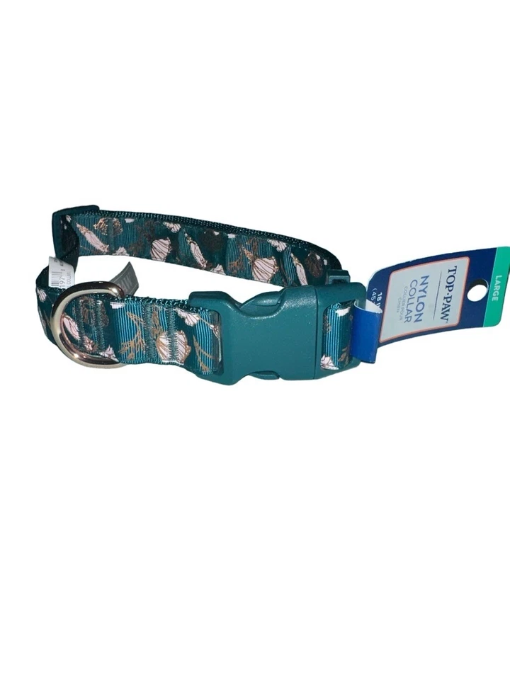 Top Paw Rose Gold Metallic Pink Flower Dog Nylon Dog Collar Medium 14-20 in - Image 4 of 4