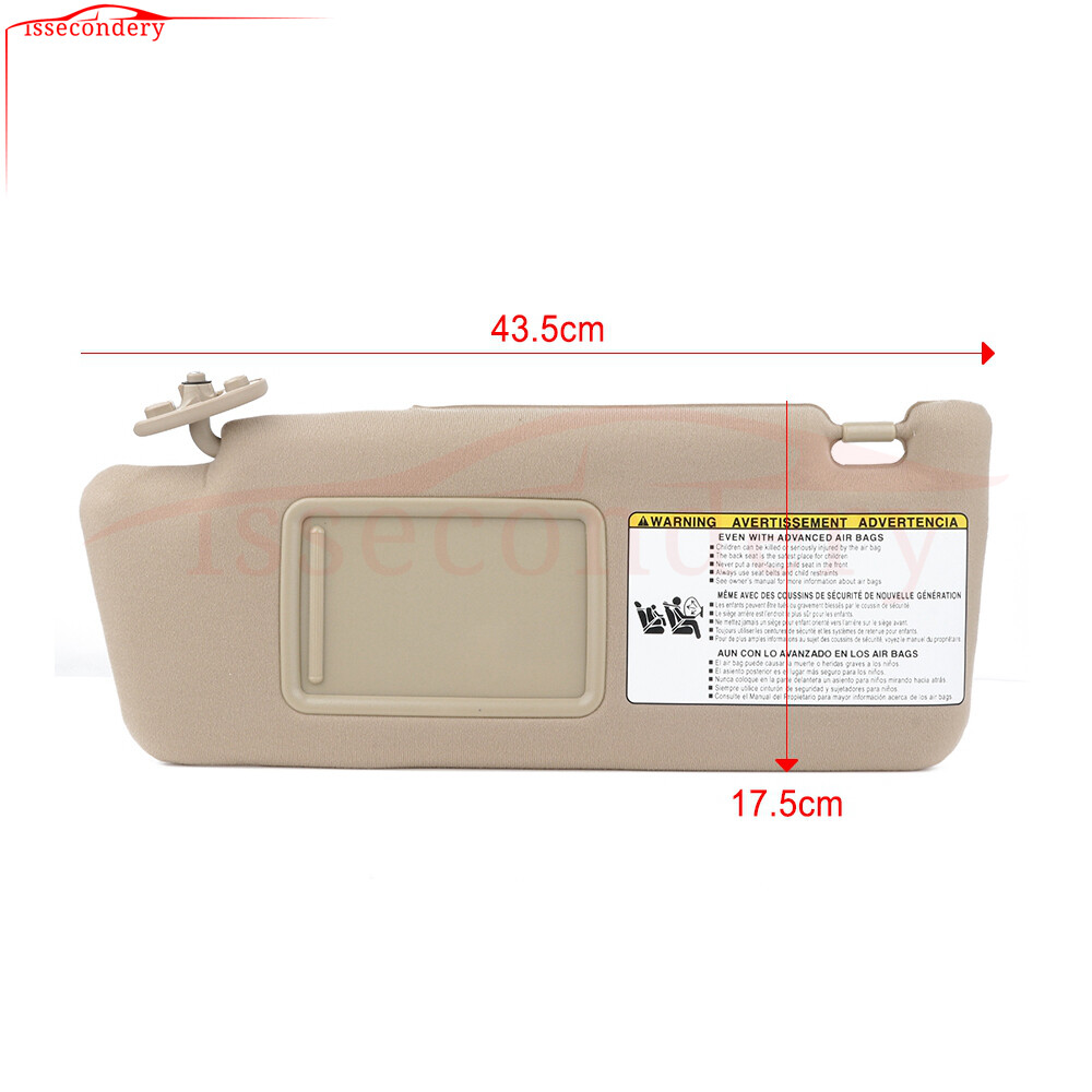 New Left Side (LH) Sun Visor For 2005-2014 Toyota Tacoma - Tan Color With Mirror