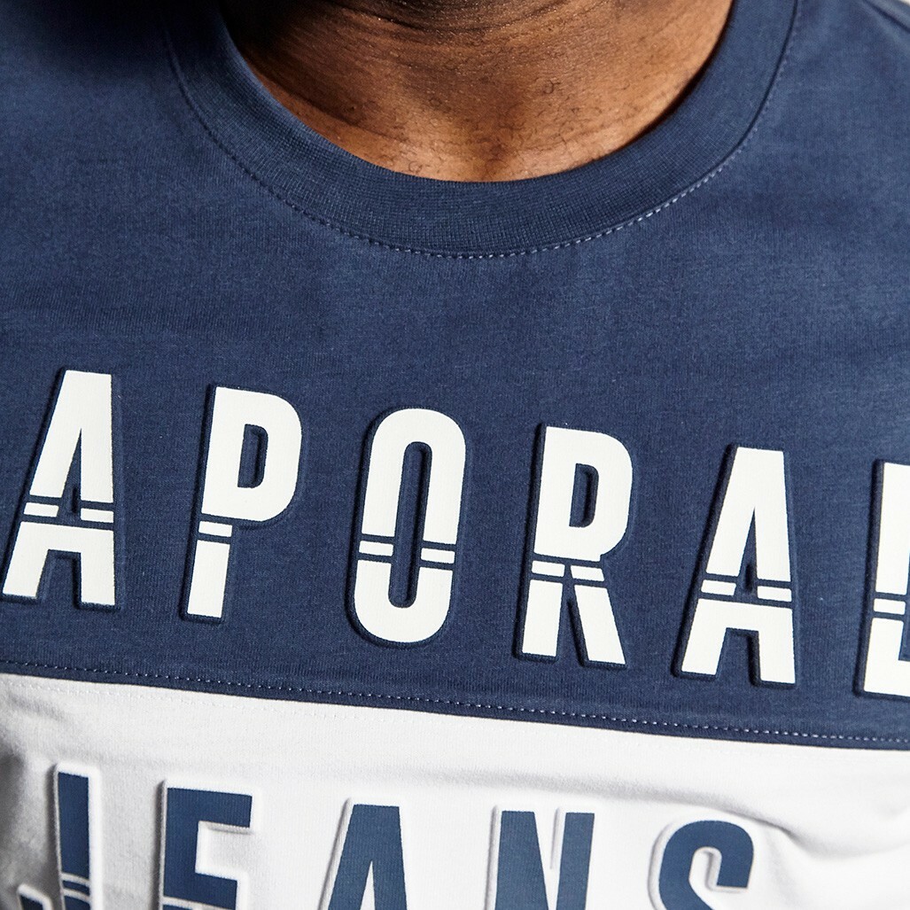 T-shirt Kaporal Manches Courtes Homme - Modèle Tonio, Blanc/bleu, Neuf Avec étiquette