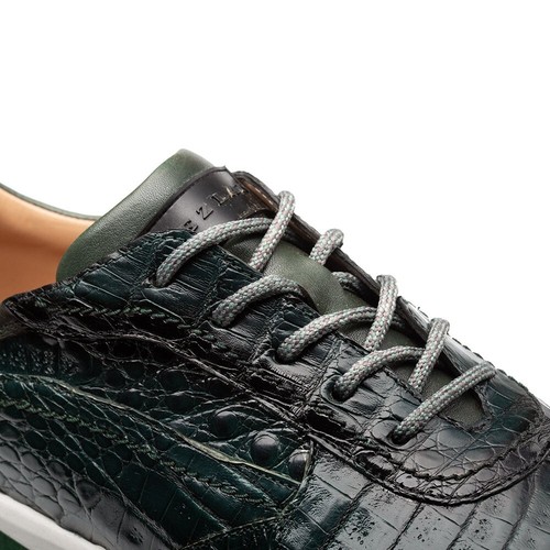 NUEVO Mezlan Genuino Quevedo Cuero Cocodrilo Zapatillas Deportivas Zapatos Verde Bosque - Imagen 2 de 4