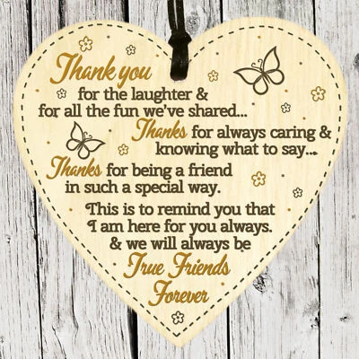 Thank You Best Friend Wooden Plaque Sign Good Birthday Gift Heart Friendship