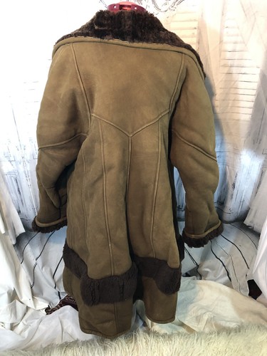 DESIGNER ECHT LAMMFELL SHEARLING FELL LEDER JACKE Vintage DAMEN MANTEL LARGE! - Bild 2 von 12