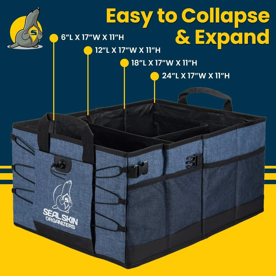 XXL Car Trunk Organizer SUV Trunk Collapsible Cargo Storage Fold Box With Lid Foto 4 de 4