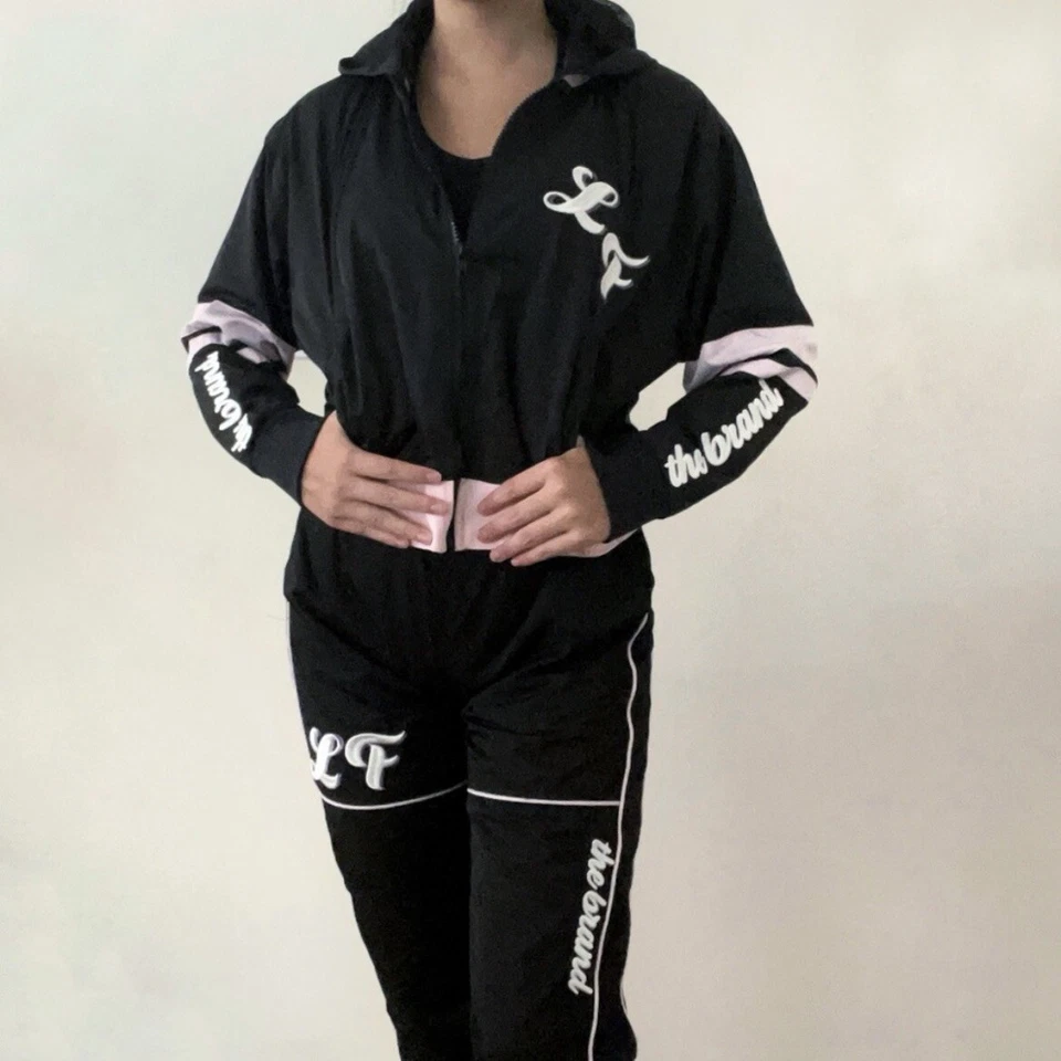 LF 品牌运动服带风衣和运动裤慢跑者标志条纹拉链 — 第 2/4 张图片