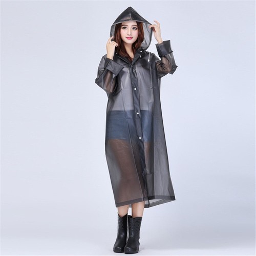 Women Mens Outdoor WaterProof Raincoat Long Sleeve Hooded Cardigan Jacket Coat - Picture 3 of 19