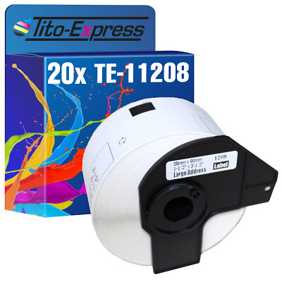 20x Etikett für Brother P-Touch DK-11208 38x90mm QL 1050 QL 1050 N QL 1060 N