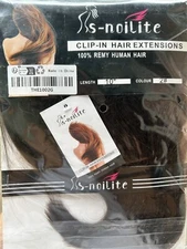 NEW S-Noilite 100% Remy Human Hair Clip-In Extensions 10” #2 Brown