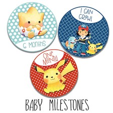 Pokemon Themed Baby Monthly Milestone Stickers - Video Gamer Game Keepsake