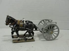 VINTAGE MEDAL DIE CAST CIVIL WAR LIMBER CART AND HORSES.