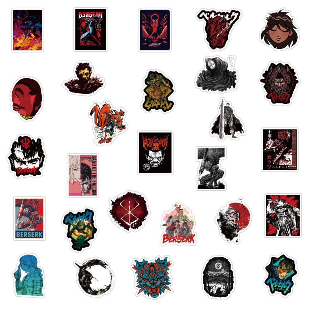 Mix 10/50 PCs Berserk Anime Luggage Notebook Laptop Car Sticker -No Duplicate