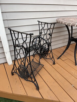 Antique Singer Treadle Sewing Machine Cast Iron Base Stand Table Shabby  Chic