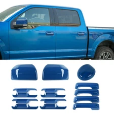11pcs Full Exterior Handle Rearview Mirror Cover Trim For 2015-20 Ford F150 Blue